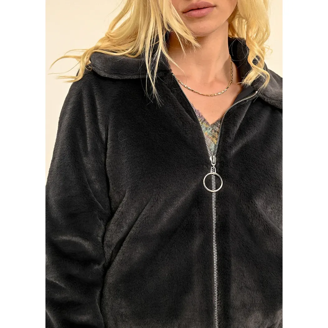 Grey Faux Fur Jacket