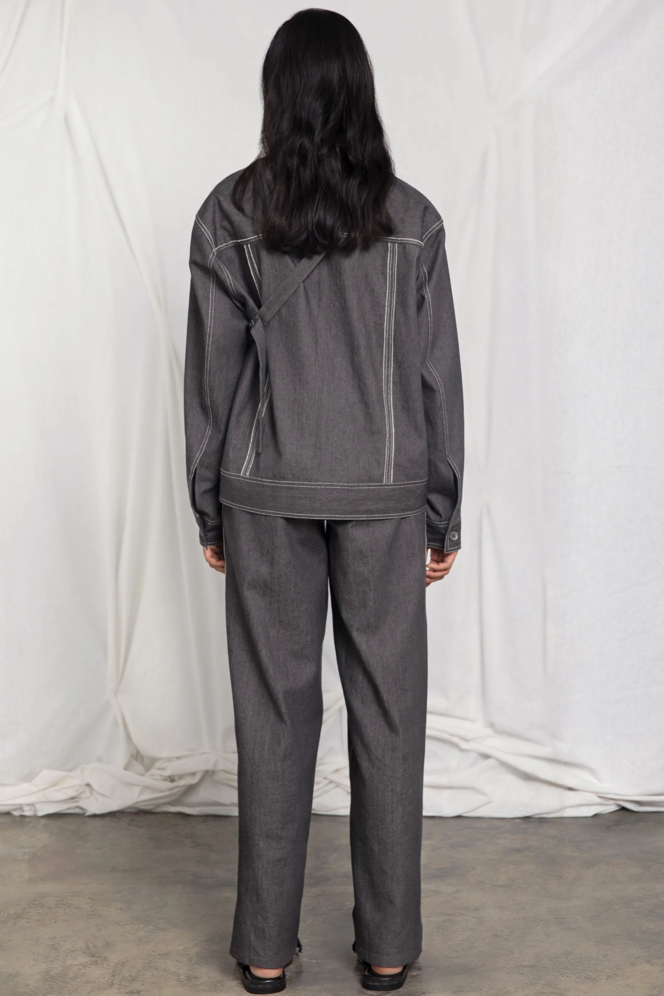 High waisted denim trousers