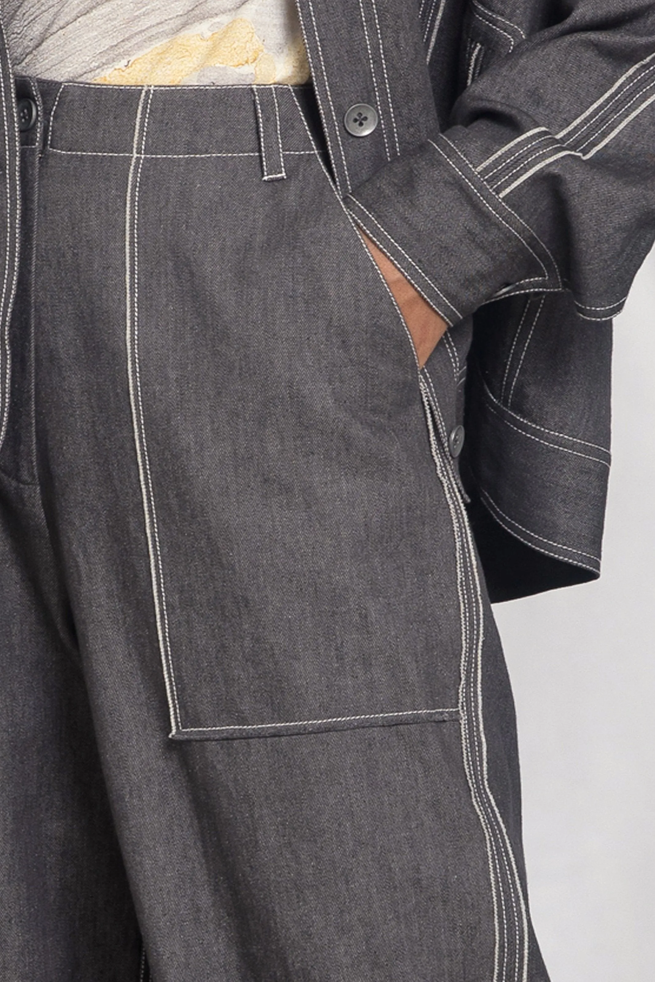 High waisted denim trousers