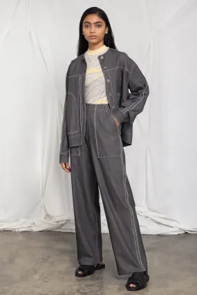 High waisted denim trousers