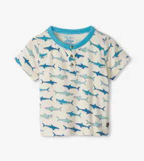 Hungry Sharks Bamboo Henley Tee
