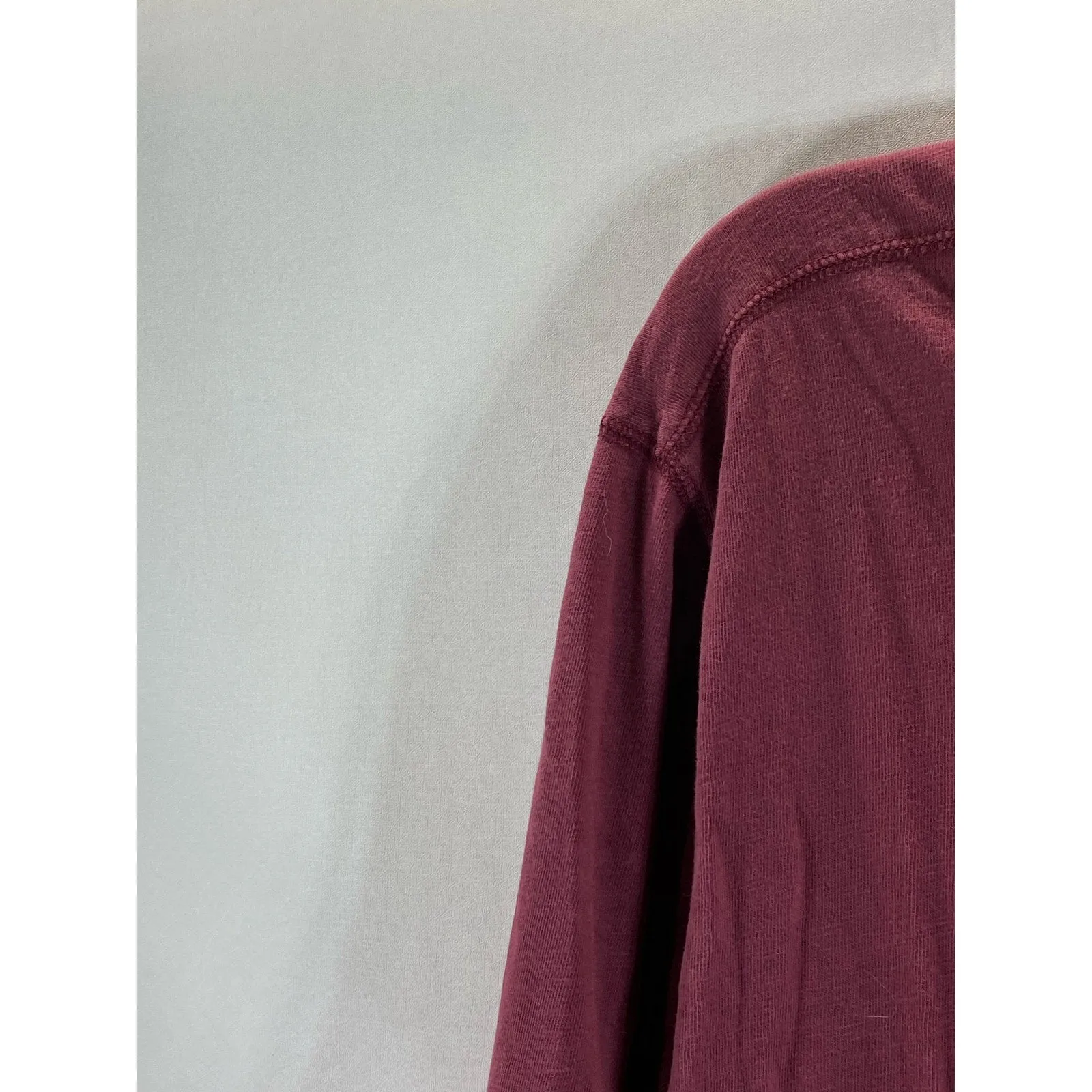 J. CREW Men’s Burgundy Garment-Dyed Slub Cotton Henley Long Sleeve Shirt SZ L