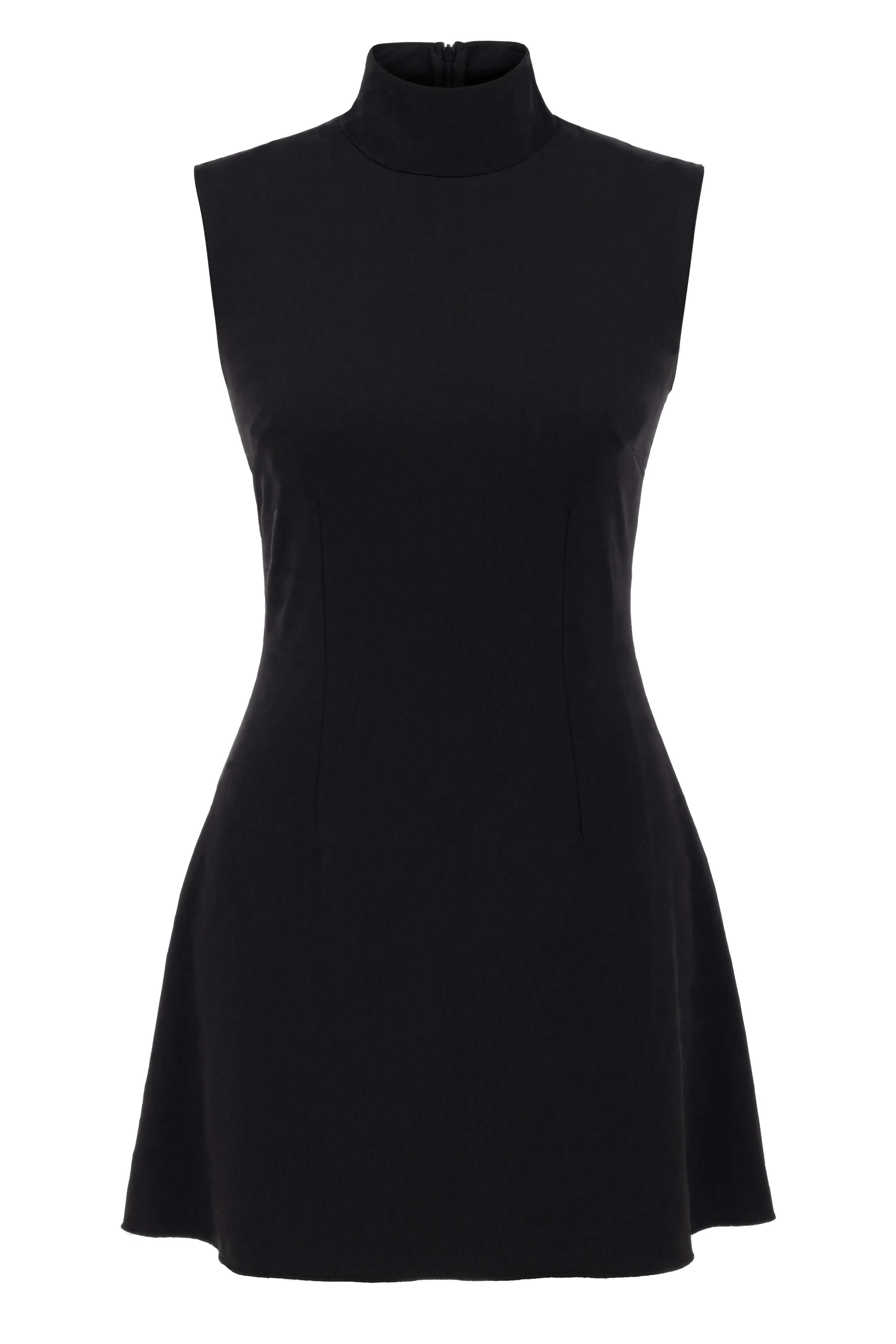 Jocelyn Mock Neck Mini Black Dress