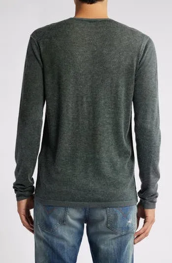 John Varvatos Mens Regular fit Long Sleeve Henley Shirt Large Green Solid