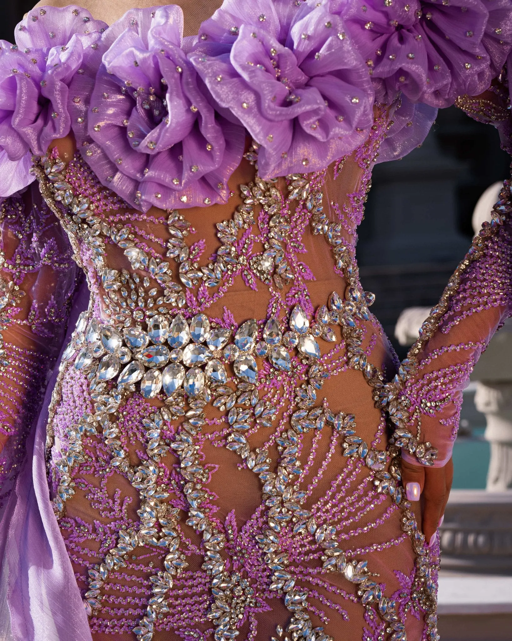 Kai Cape Dress Embellished with Stones