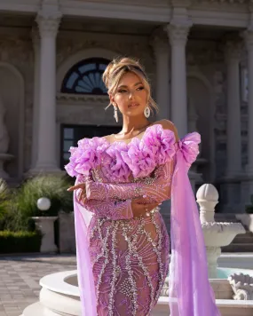 Kai Cape Dress Embellished with Stones