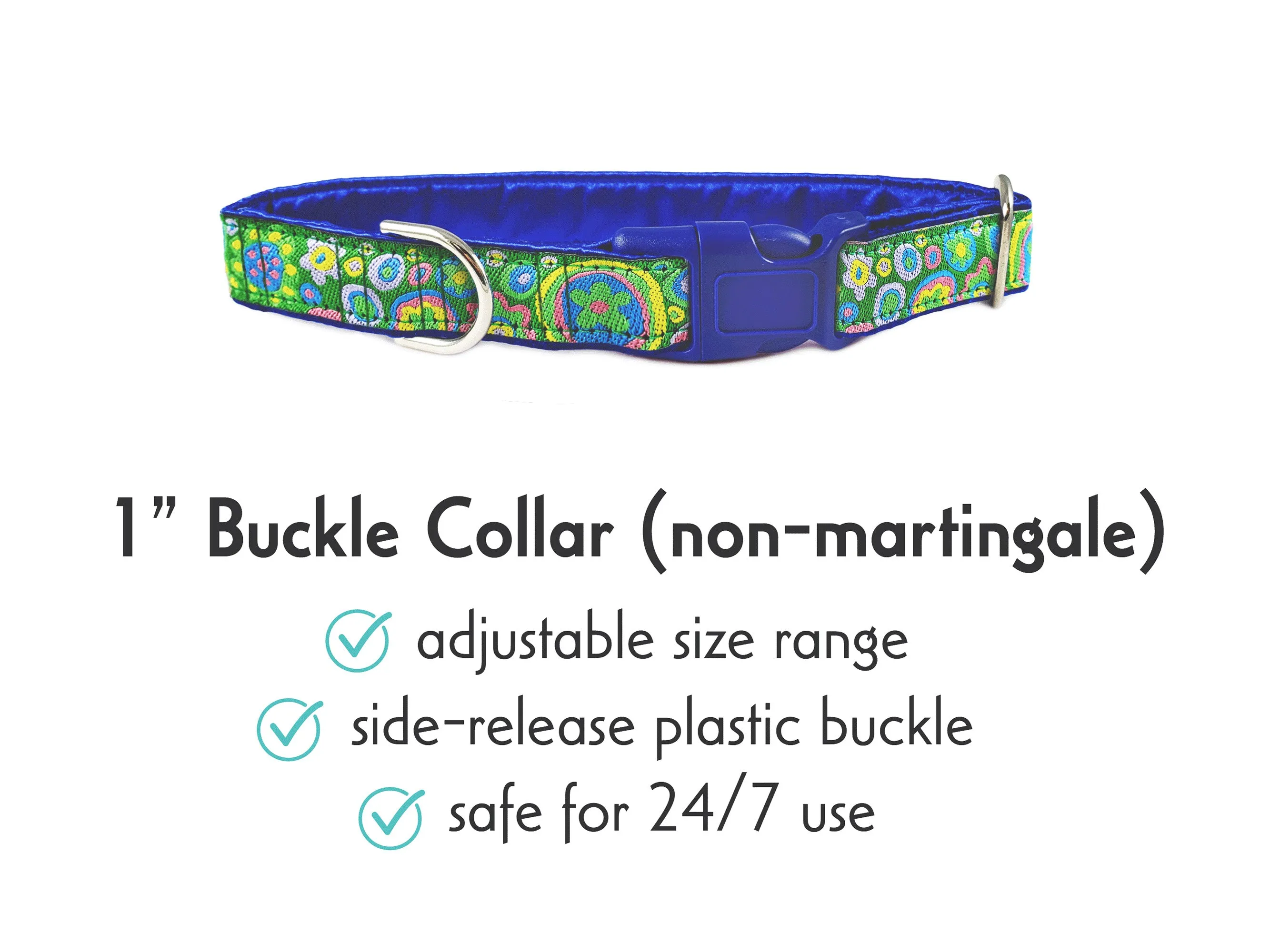 La Paz in Green & Blue - Martingale or Buckle Dog Collar - 1" Width
