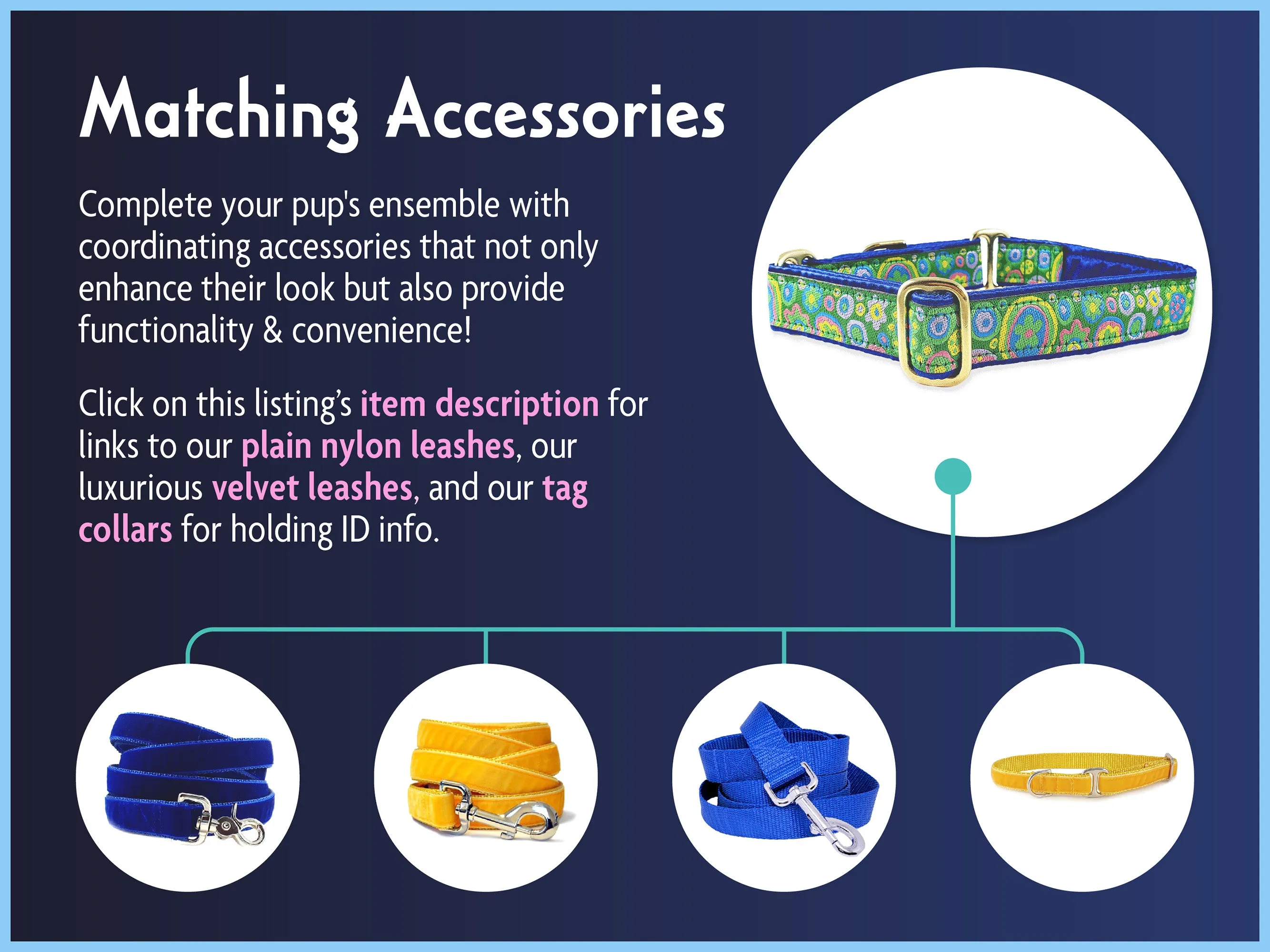 La Paz in Green & Blue - Martingale or Buckle Dog Collar - 1" Width