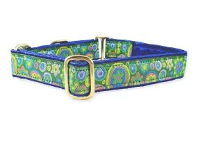 La Paz in Green & Blue - Martingale or Buckle Dog Collar - 1" Width