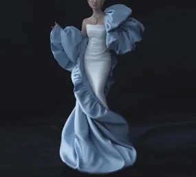 Light Blue Satin Long Cape