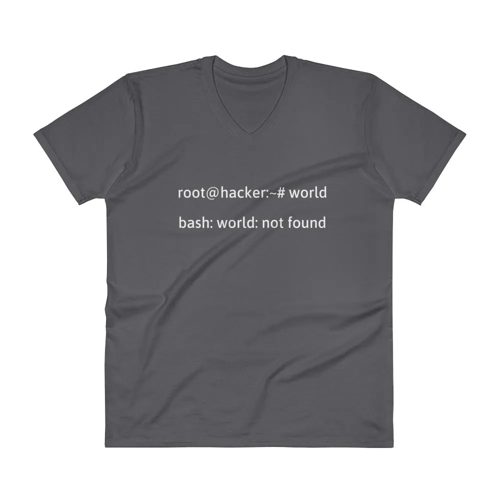 Linux Tweaks - world not found - V-Neck T-Shirt (white text)