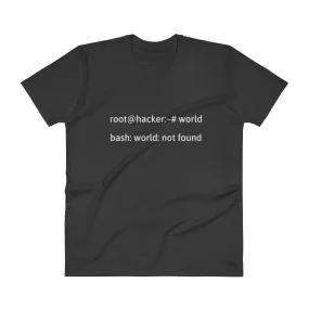 Linux Tweaks - world not found - V-Neck T-Shirt (white text)