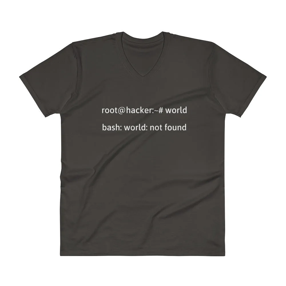 Linux Tweaks - world not found - V-Neck T-Shirt (white text)