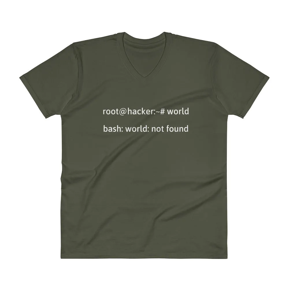 Linux Tweaks - world not found - V-Neck T-Shirt (white text)