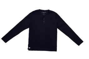 Long Sleeve Organic Cotton Henley in Navy