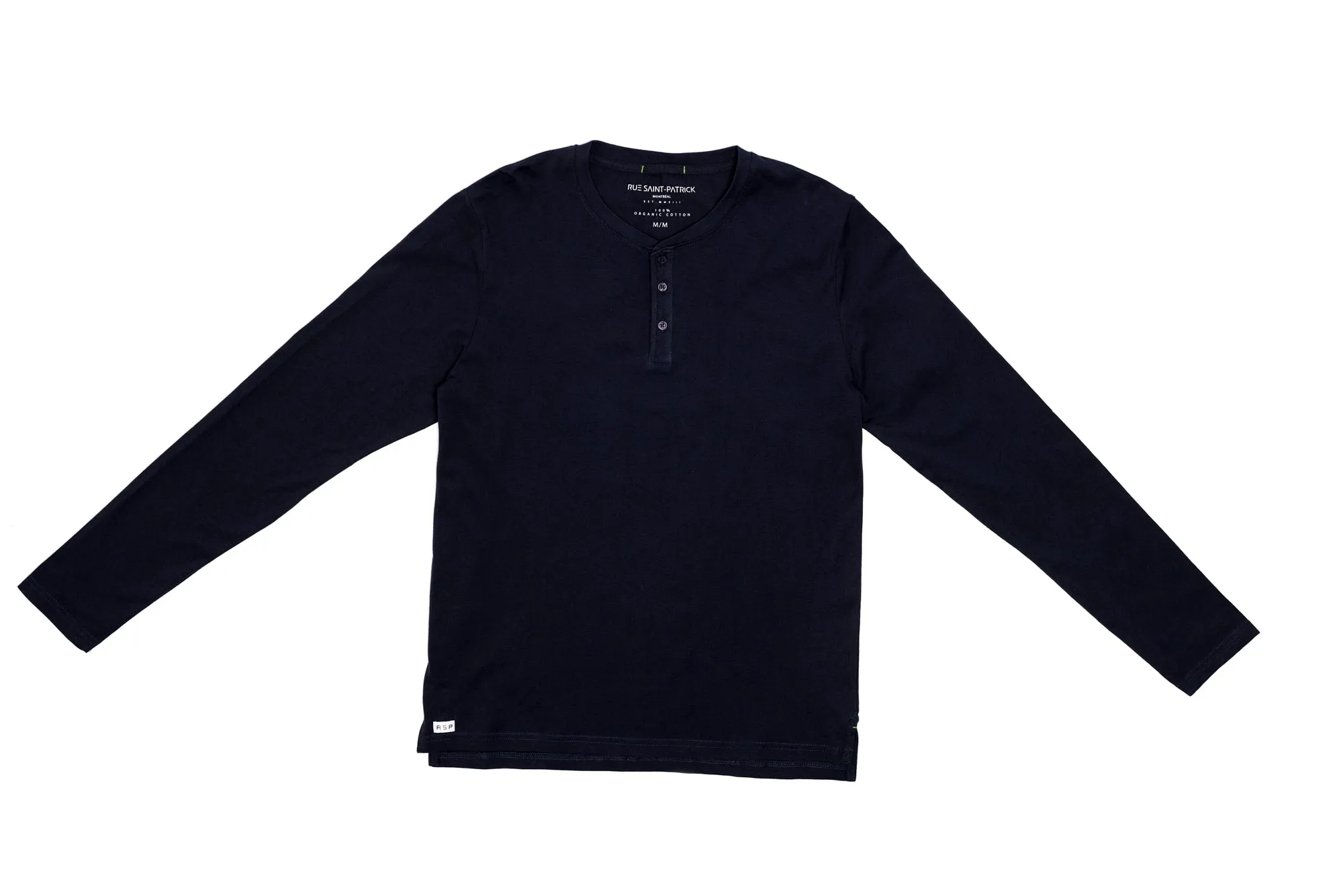 Long Sleeve Organic Cotton Henley in Navy