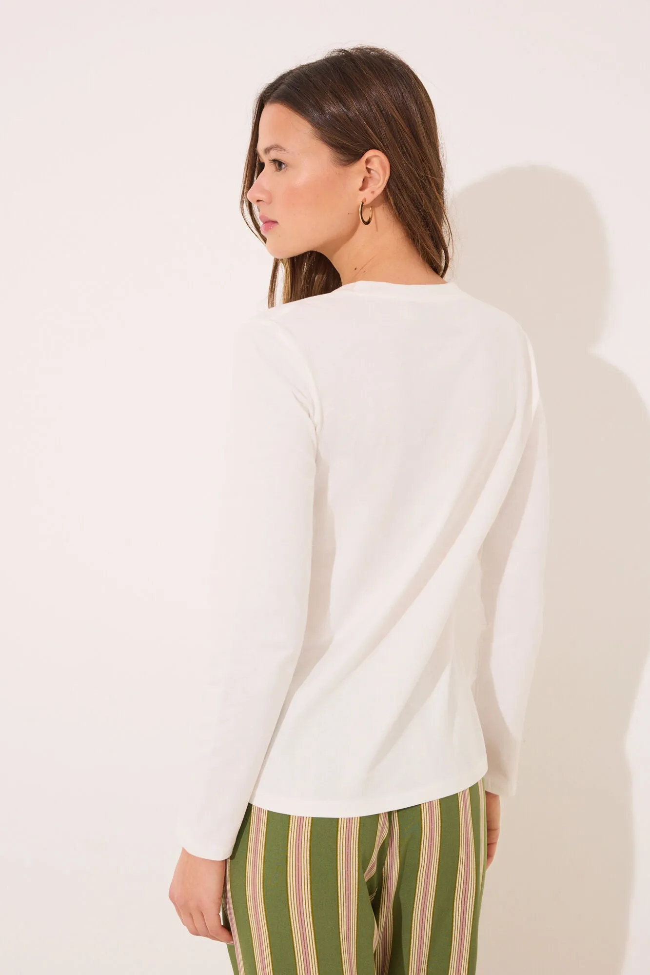 Long sleeve t T-shirt 100% white cotton