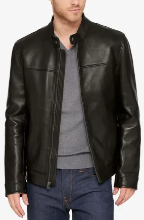 Loty Genuine Real Leather Jacket Men Black Biker Motorcycle