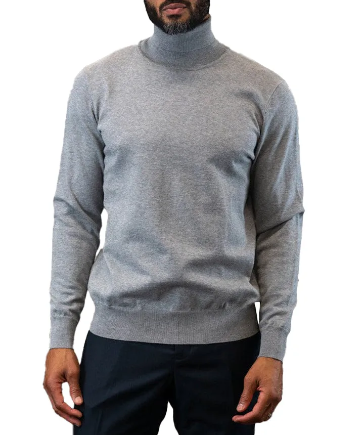 Men's Fashion Turtleneck Sweater in Silver Gray