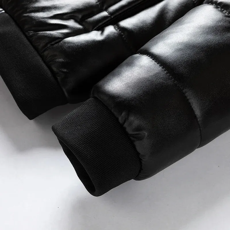 Men's Winter Thickened Leather Jacket - Fleece-Lined Casual Biker Coat | Warm European Style Motorcycle Windbreaker