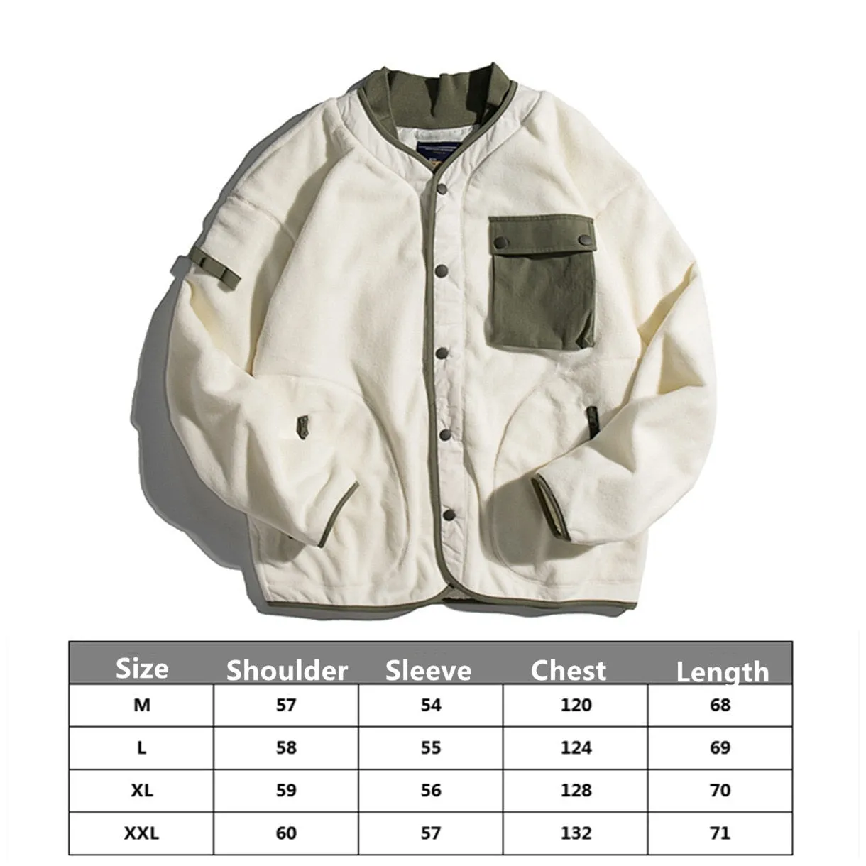 Military Linner Motived Fleece Jacket