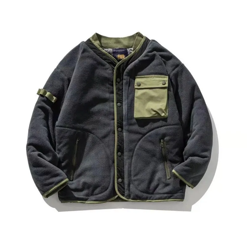 Military Linner Motived Fleece Jacket