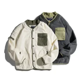 Military Linner Motived Fleece Jacket