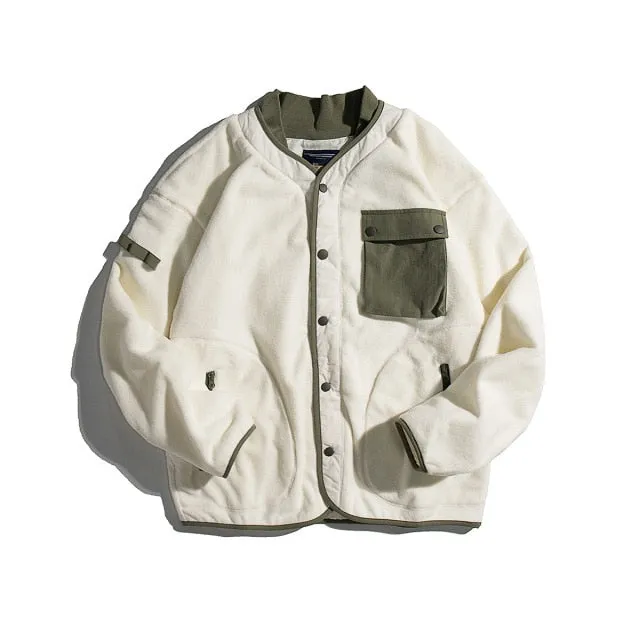 Military Linner Motived Fleece Jacket