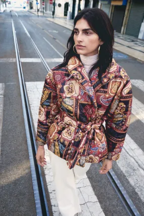 Multicolored Luna Patterned Puffer Coat