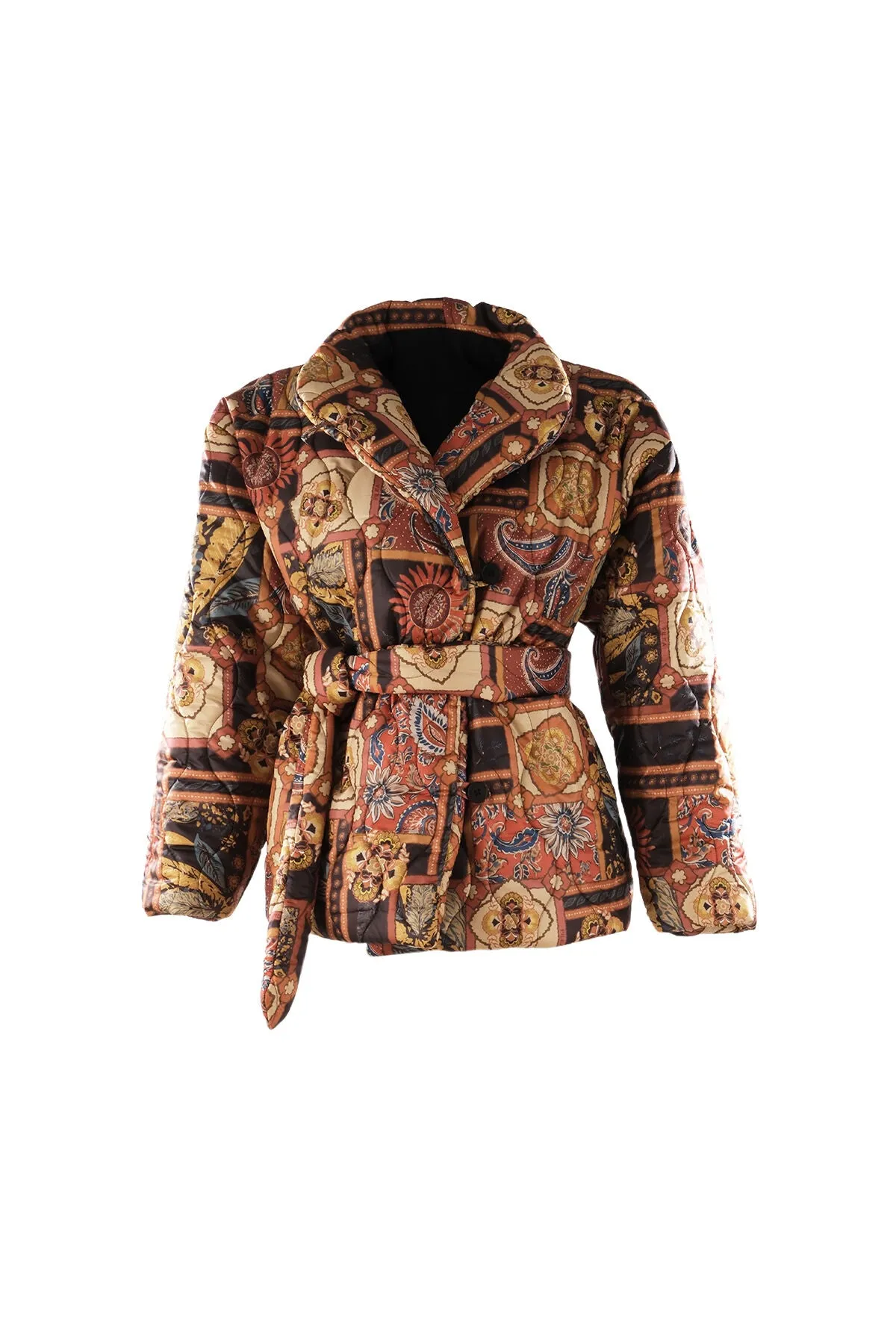 Multicolored Luna Patterned Puffer Coat