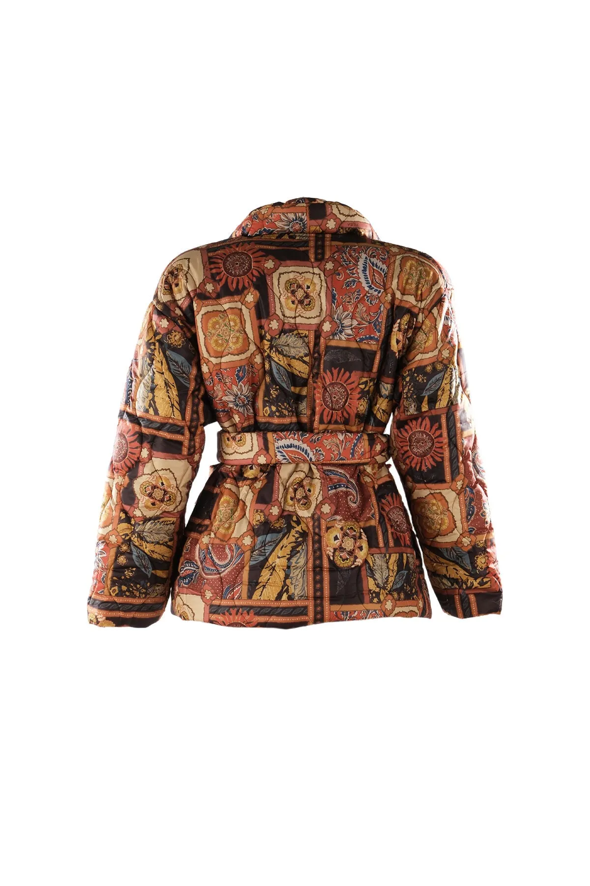 Multicolored Luna Patterned Puffer Coat