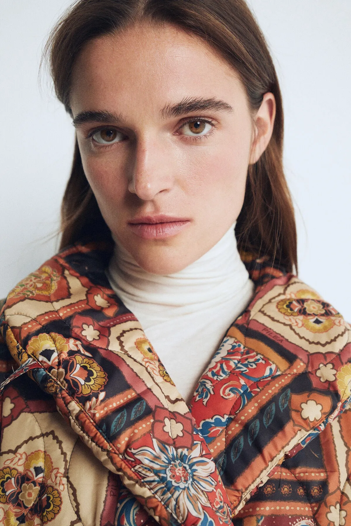 Multicolored Luna Patterned Puffer Coat