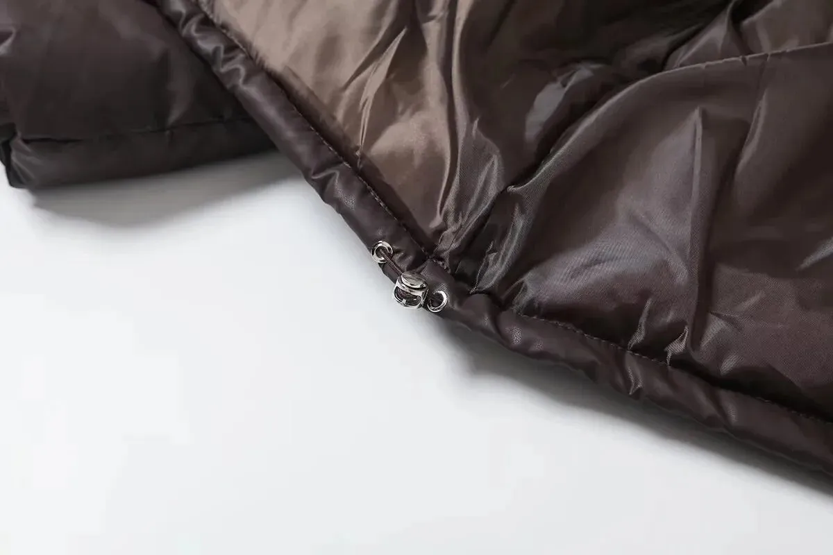 Neutral Puffer Turtleneck Button Up Jacket