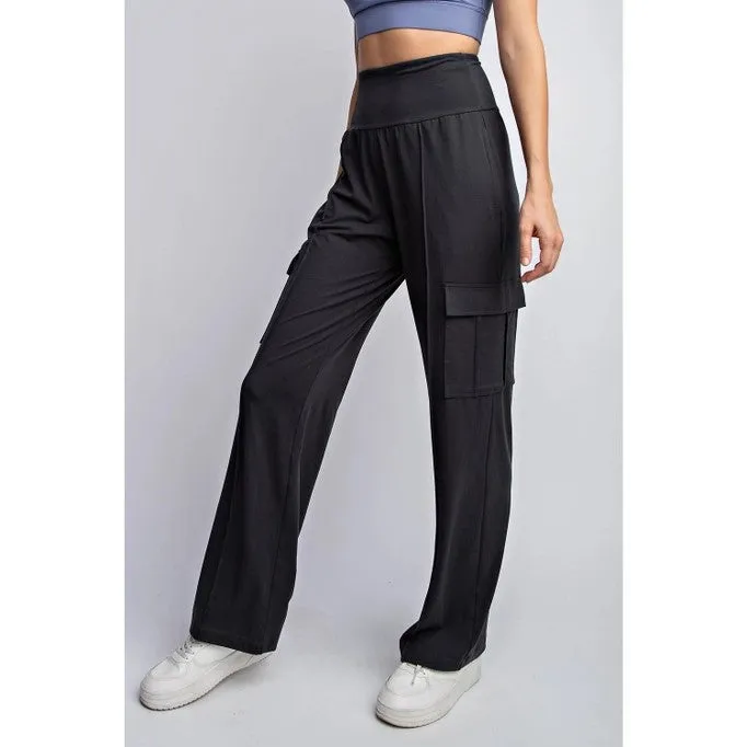 On The Go Black High Waist Cargo Pants (Size Small)