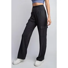 On The Go Black High Waist Cargo Pants (Size Small)