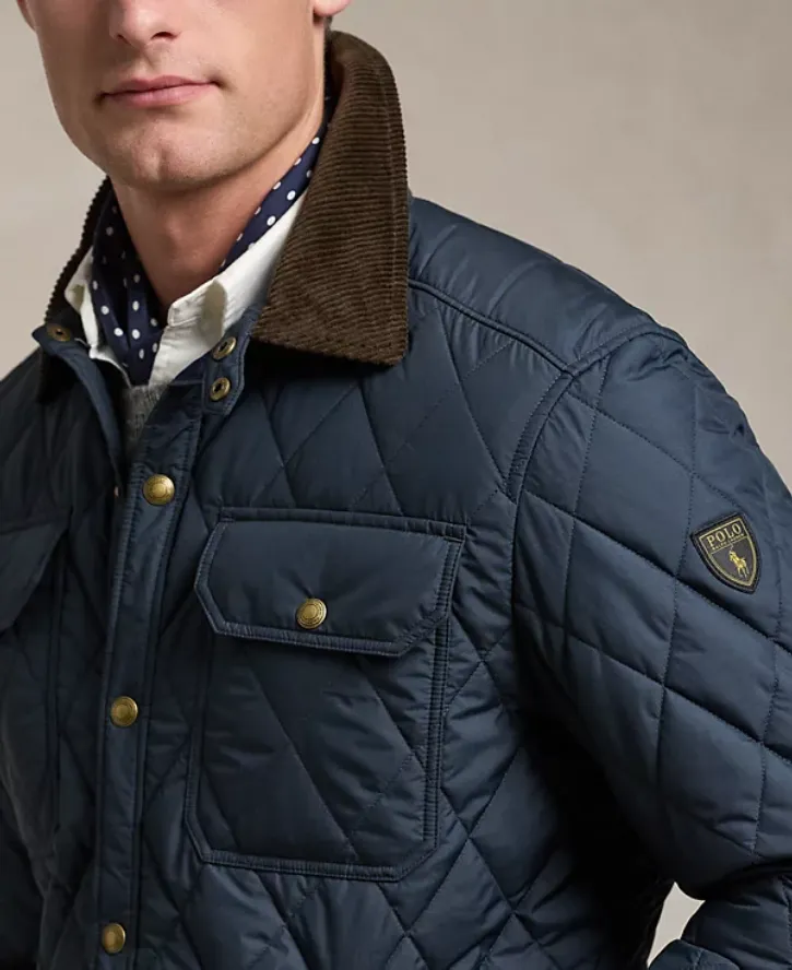 Polo Ralph Lauren Men's Water Repellent Quilted Jacket College Navy Large