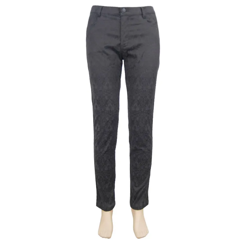 PT028 party wearing Gothic jacquard classic style black men trousers