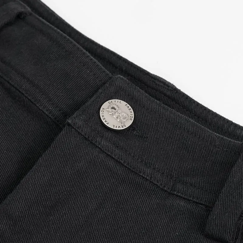 PT191 Ripped Leg Bloody Printed Men's Punk Trousers