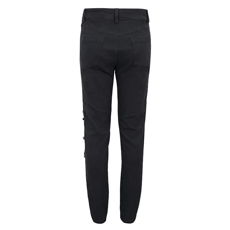 PT191 Ripped Leg Bloody Printed Men's Punk Trousers