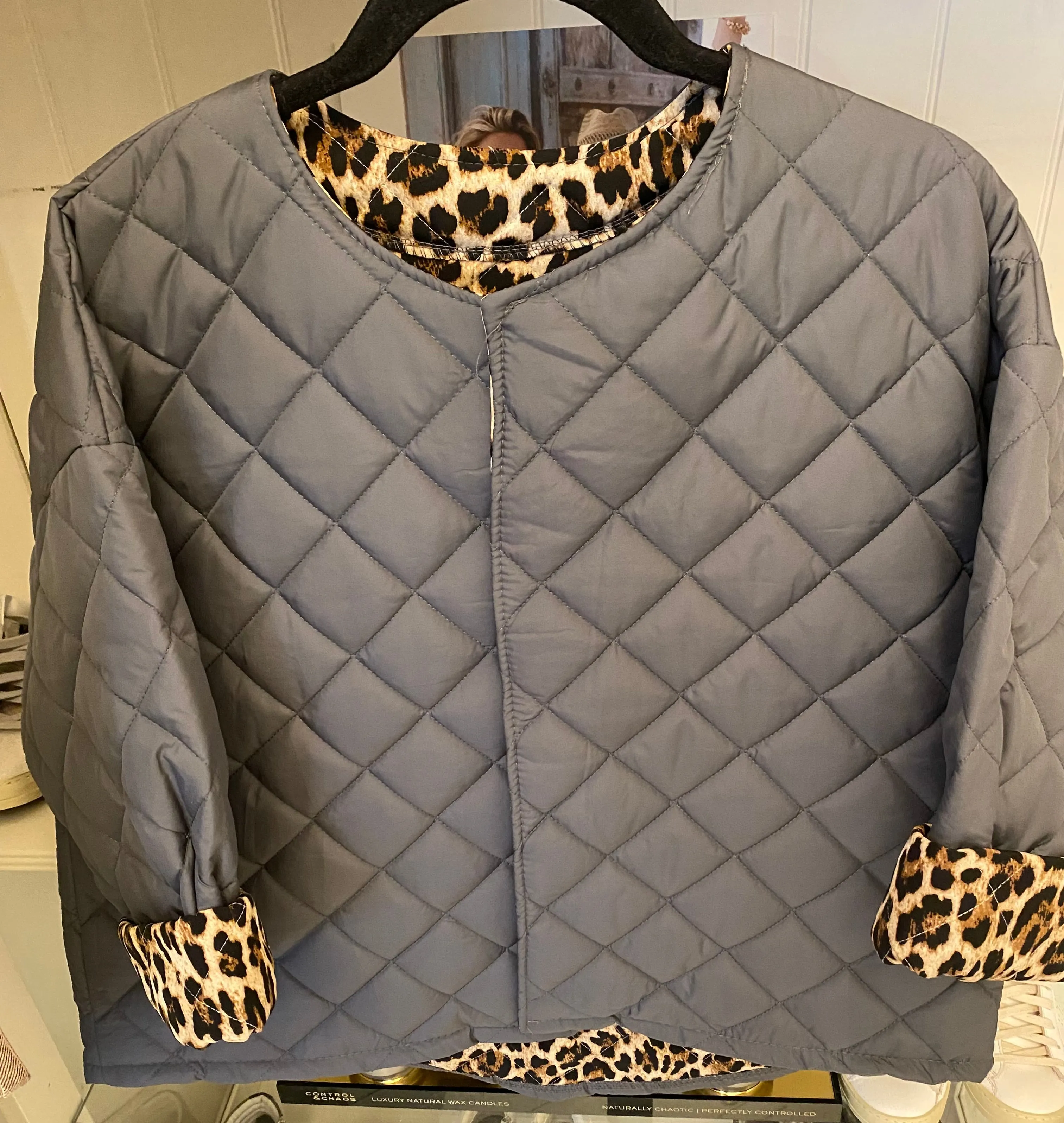 Quilted leopard lined jacket