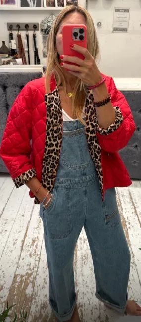 Quilted leopard lined jacket