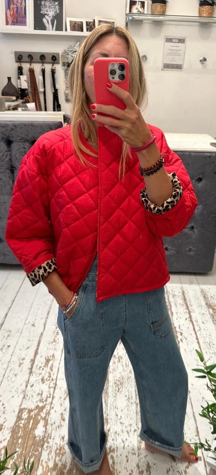 Quilted leopard lined jacket