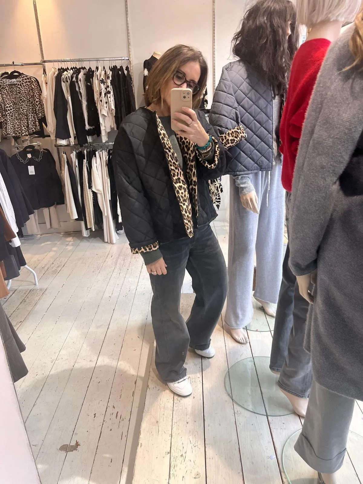 Quilted leopard lined jacket