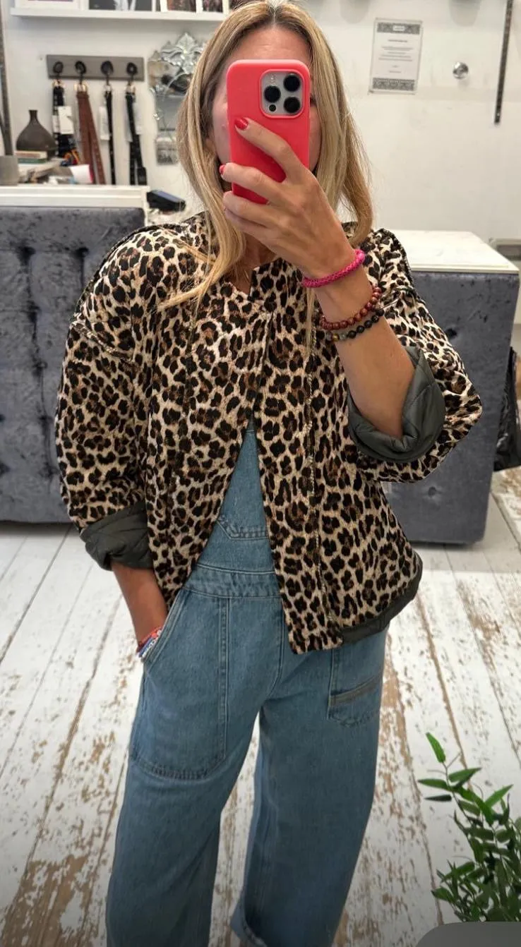 Quilted leopard lined jacket