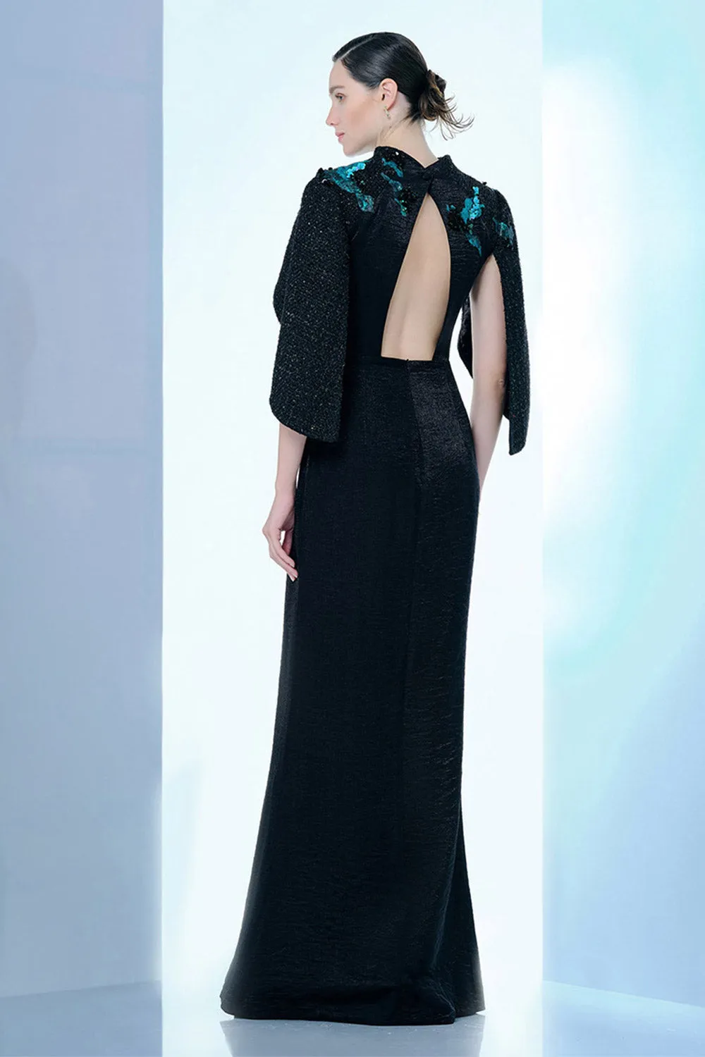 Radiant Night Flame Trumpet Cut-Out Taffeta Floor Length Dress