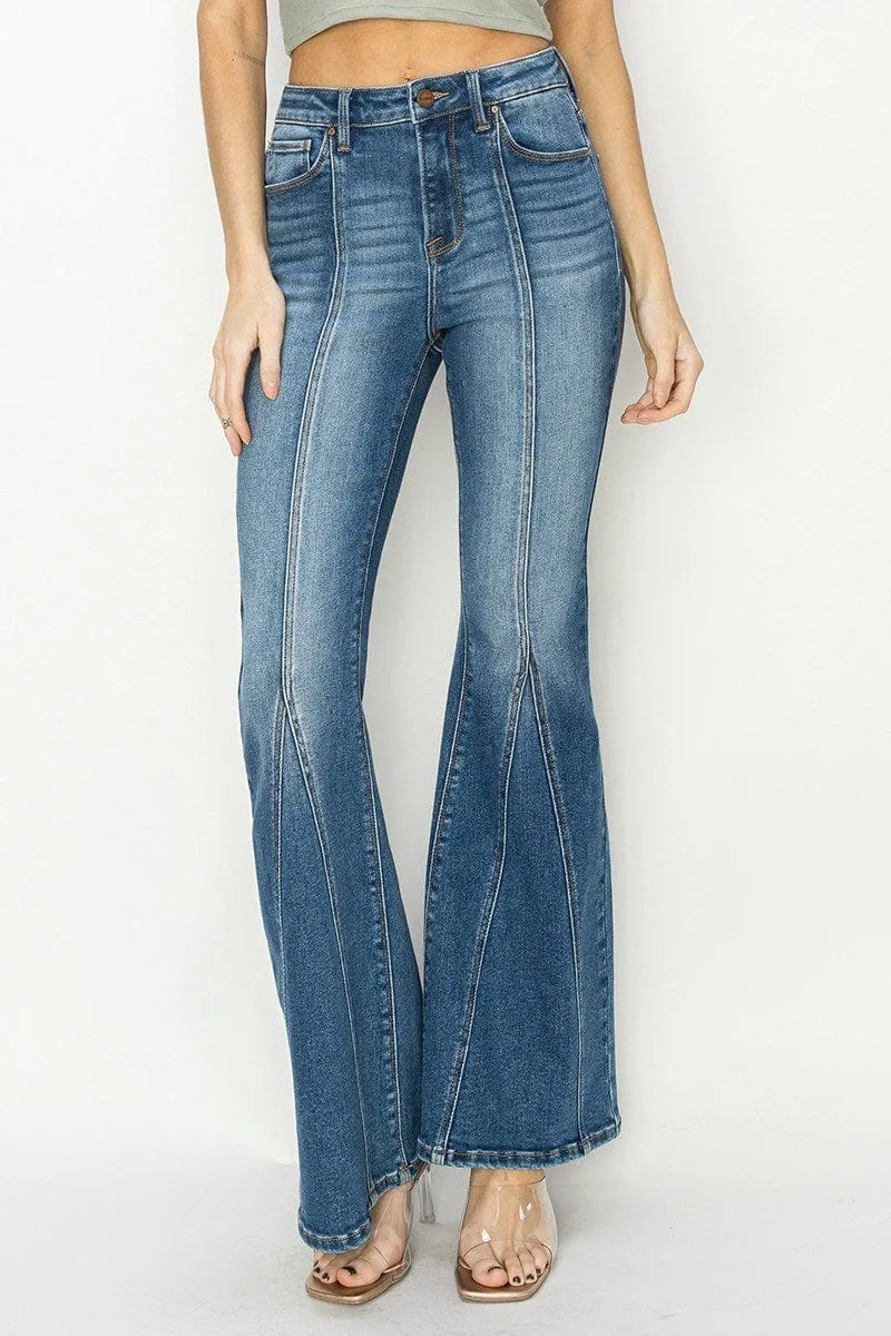 Risen High Rise Flare Front Seam Detailed Jeans