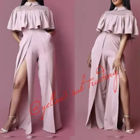 Side slit Cape jumpsuit.