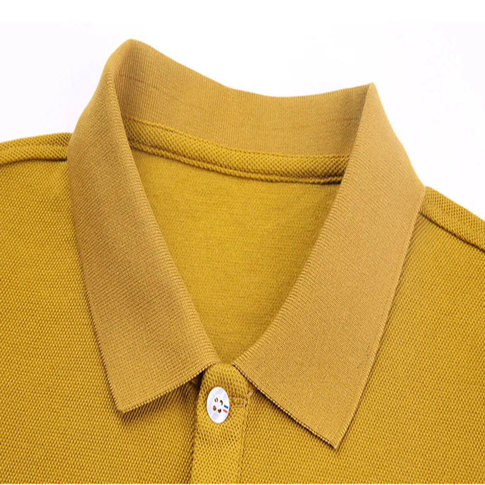 Sidiou Group Summer Men Lapel Pearl Cotton Solid Color Slim Short-sleeved fashion T-shirt Polo Shirt