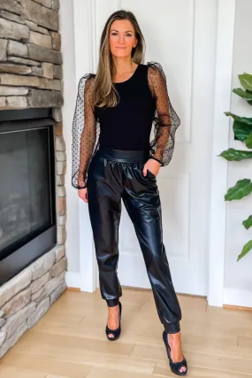 Somewhere Lately Black Bodysuit