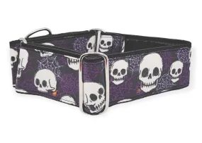 Spooky Halloween Skulls - Martingale Dog Collar or Buckle Dog Collar - 2" Width